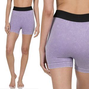Lavender Ribbed Seamless Bike Shorts